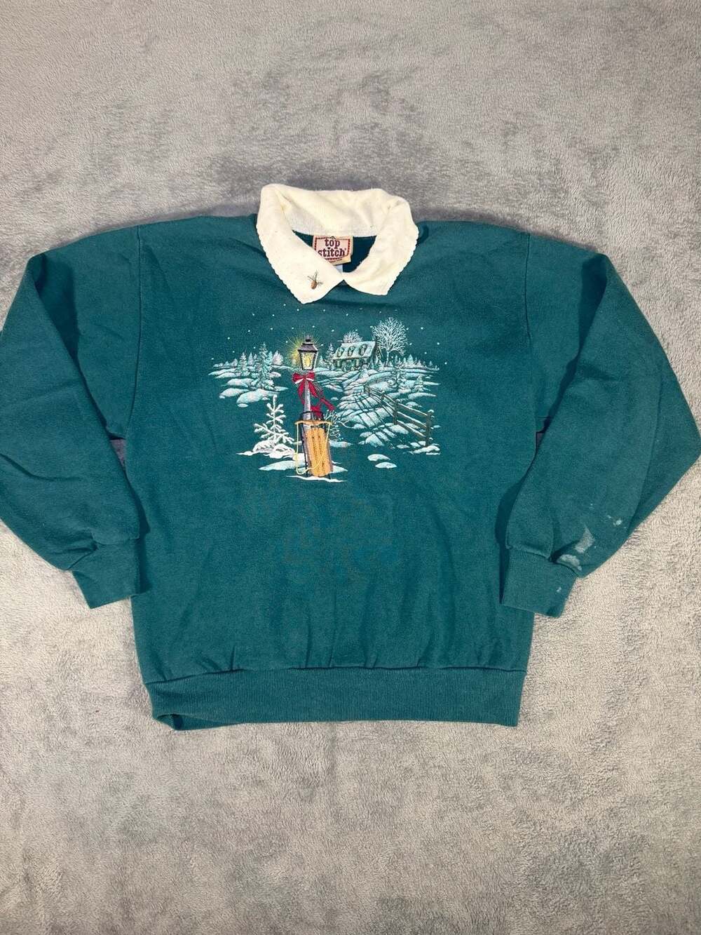 Top Stitch By Morning Sun Winter Village Collared Sweatshirt Grandma Core